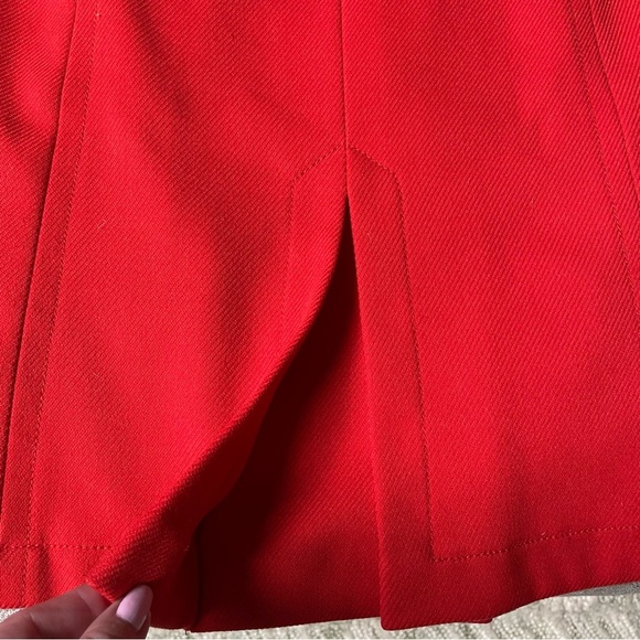 Loft Bright Orange Knit Substantial Front Kick Pleat Zip Back A Line Skirt Work - Picture 4 of 9